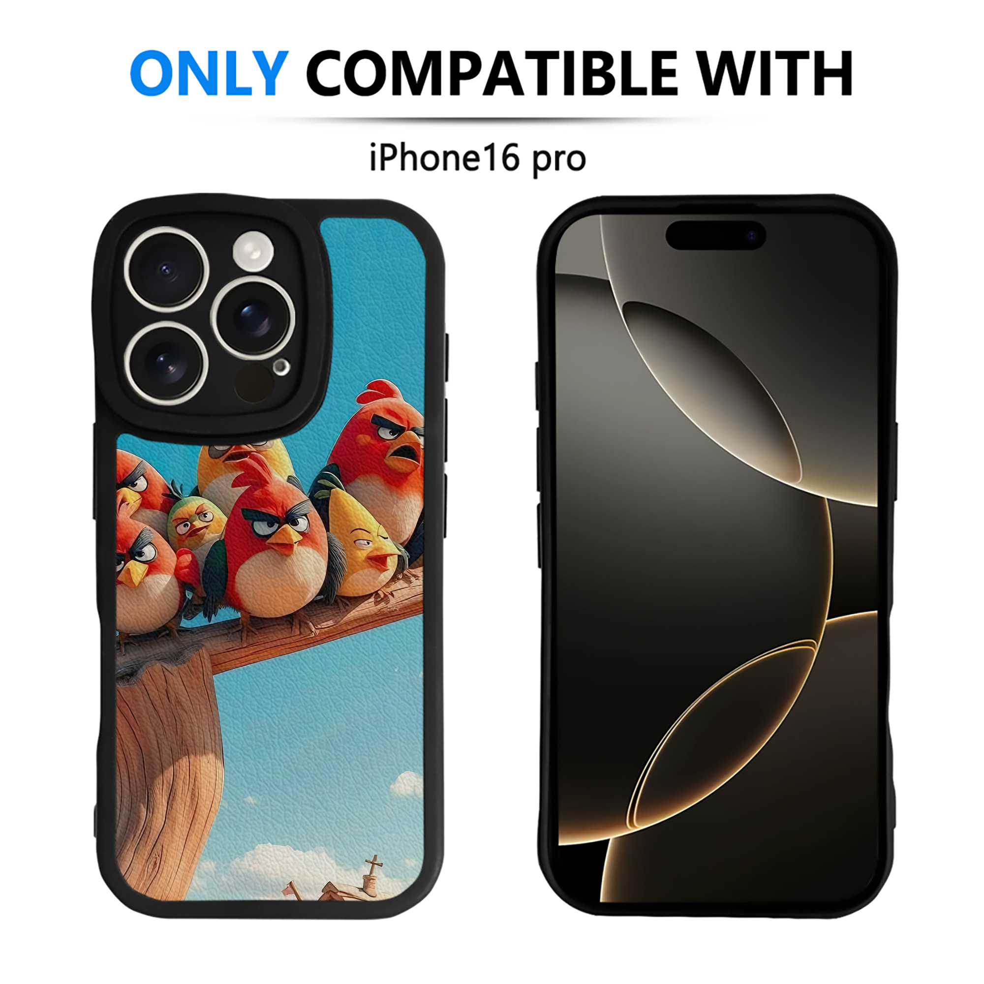 （画像用） Angry Birds アングリーバード 【iPhone 16シリーズ対応】シリコンスマホケース（レザー調） 材質：シリコン